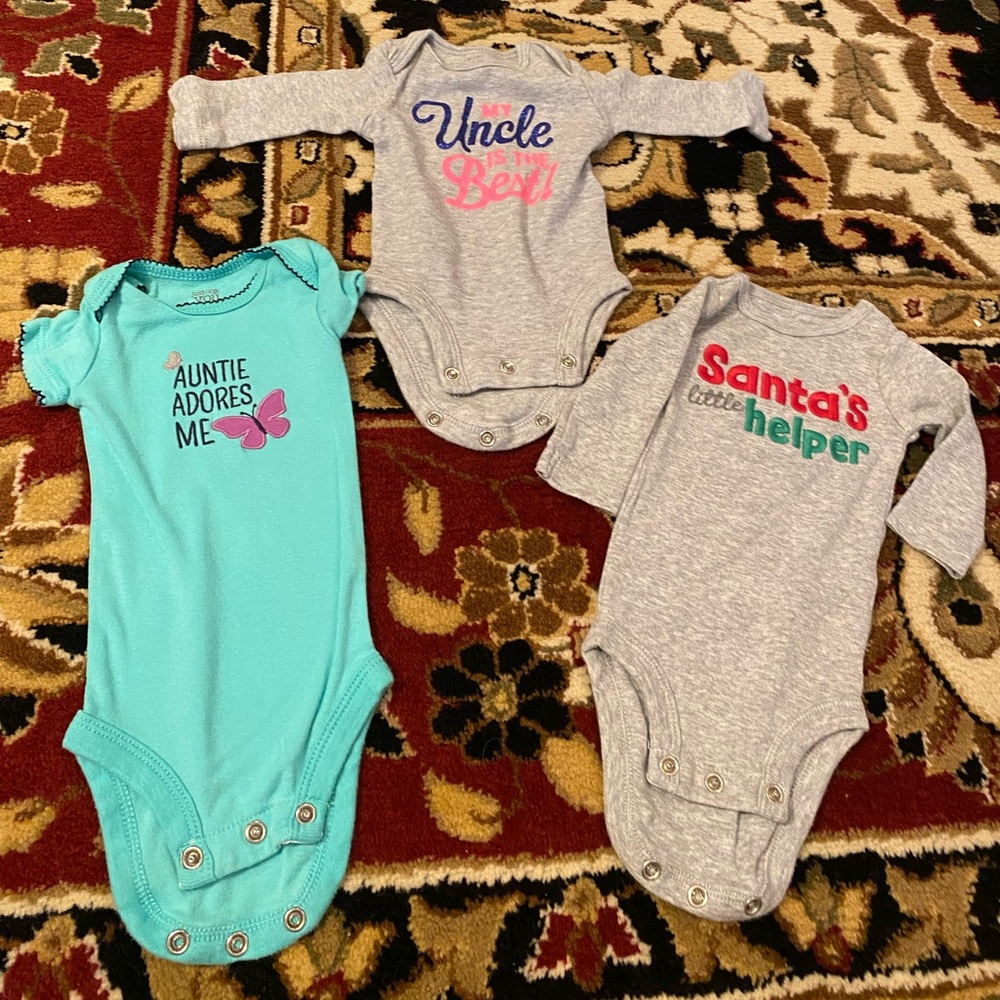 Newborn Baby Gray and Teal Kids One Piece Bundle